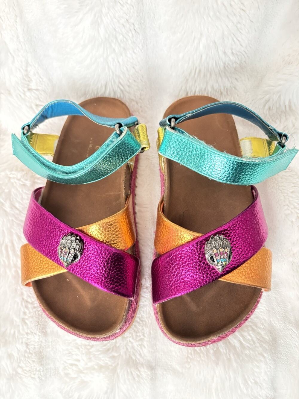 Kurt Geiger London Mini Kensington Metallic Colorful  little Girls Sandals Sz13M